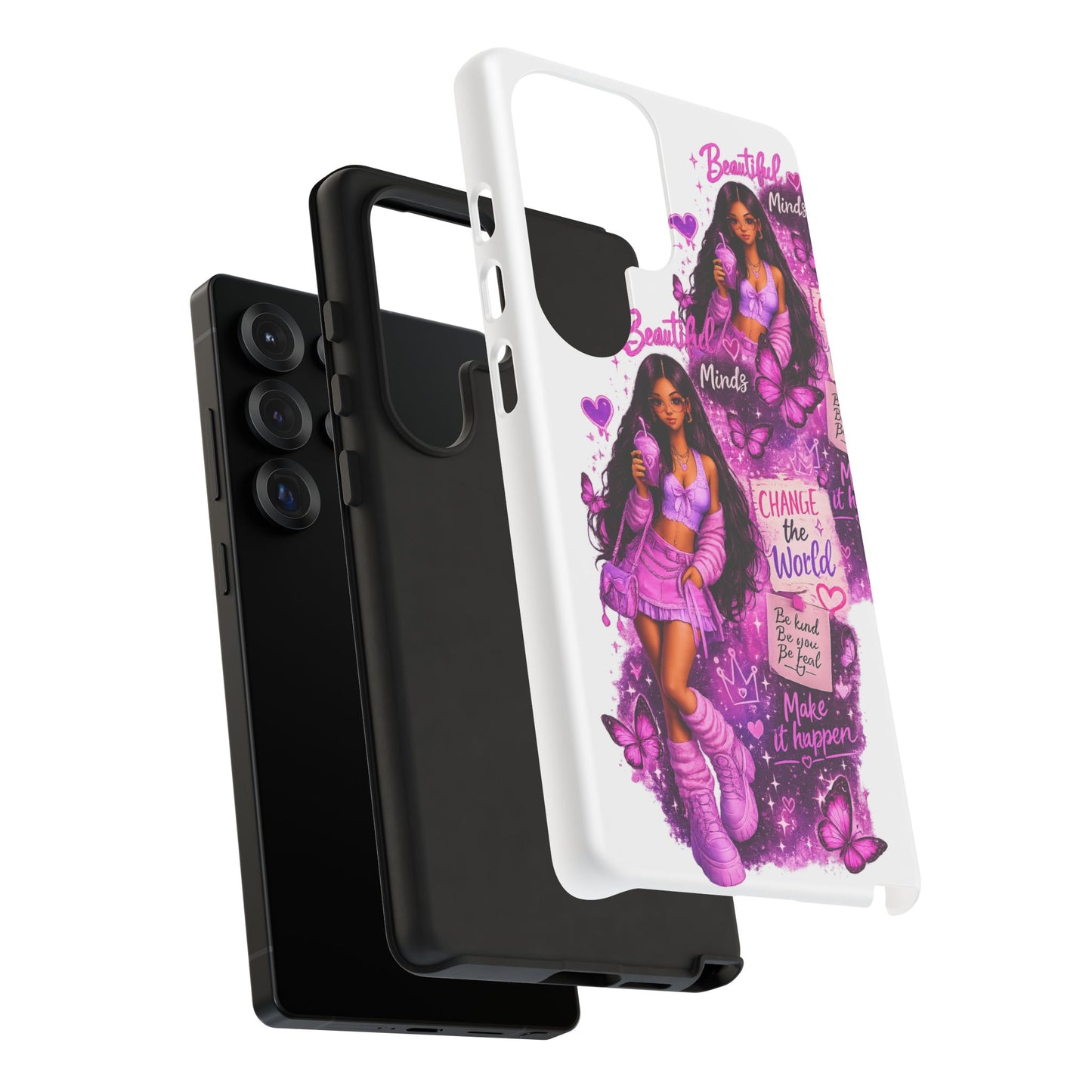 Empowered Girl Phone Case — Pink Butterfly ‘Change the World’ Design