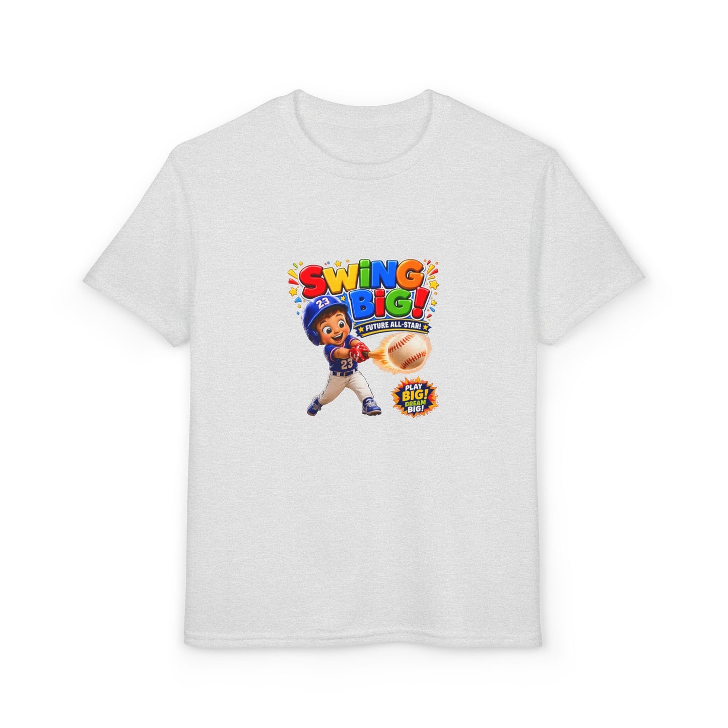 Youth T-Shirt - "SWING BIG!" Baseball Design | Kids Sports Tee