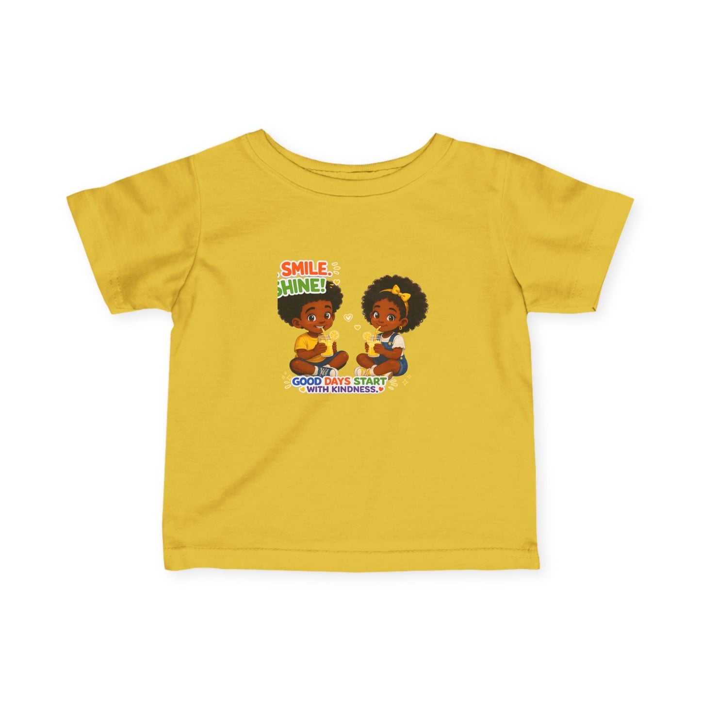 Infant Tee — "Smile, Shine! Good Days Start With Breakfast" Cute African American Kids Graphic