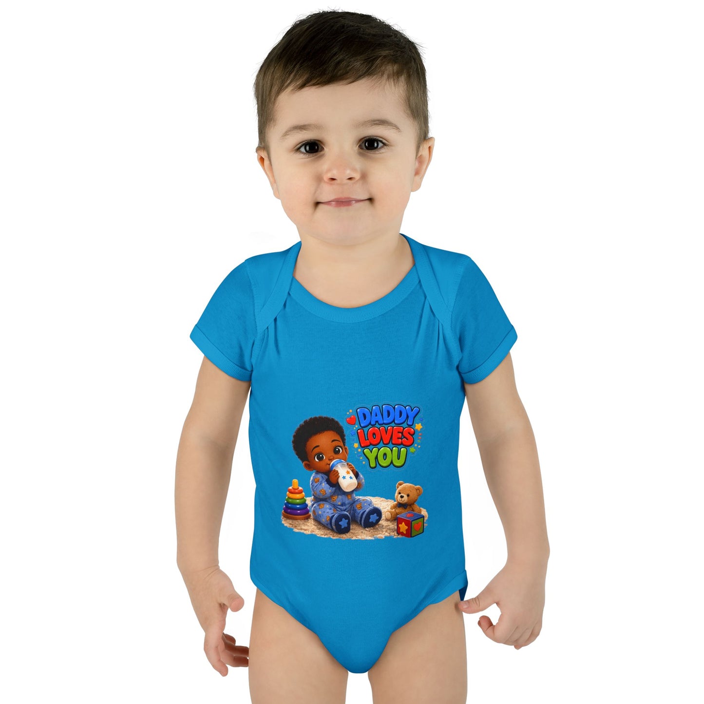 Daddy Loves You Infant Bodysuit — Cute Baby Boy Onesie with Toys Graphic