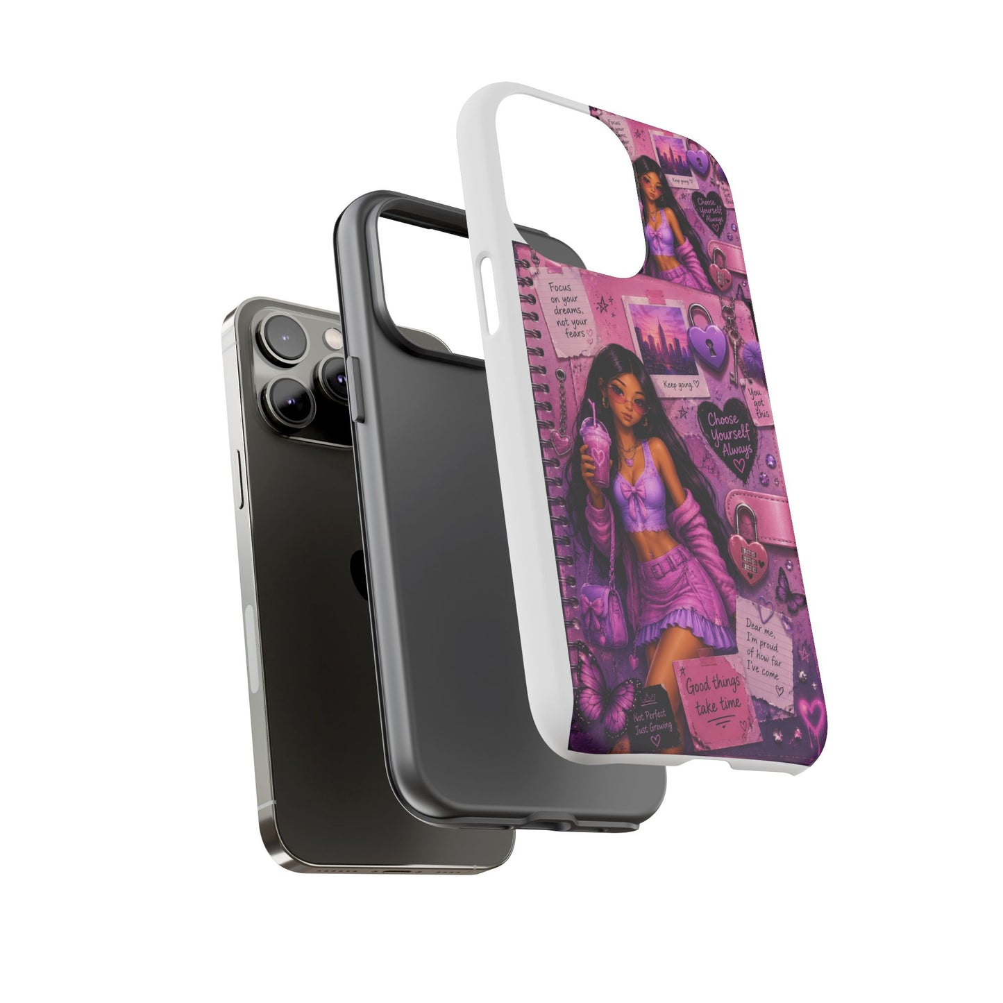 Purple Aesthetic Phone Case — Girl Collage 'Choose Yourself' Design