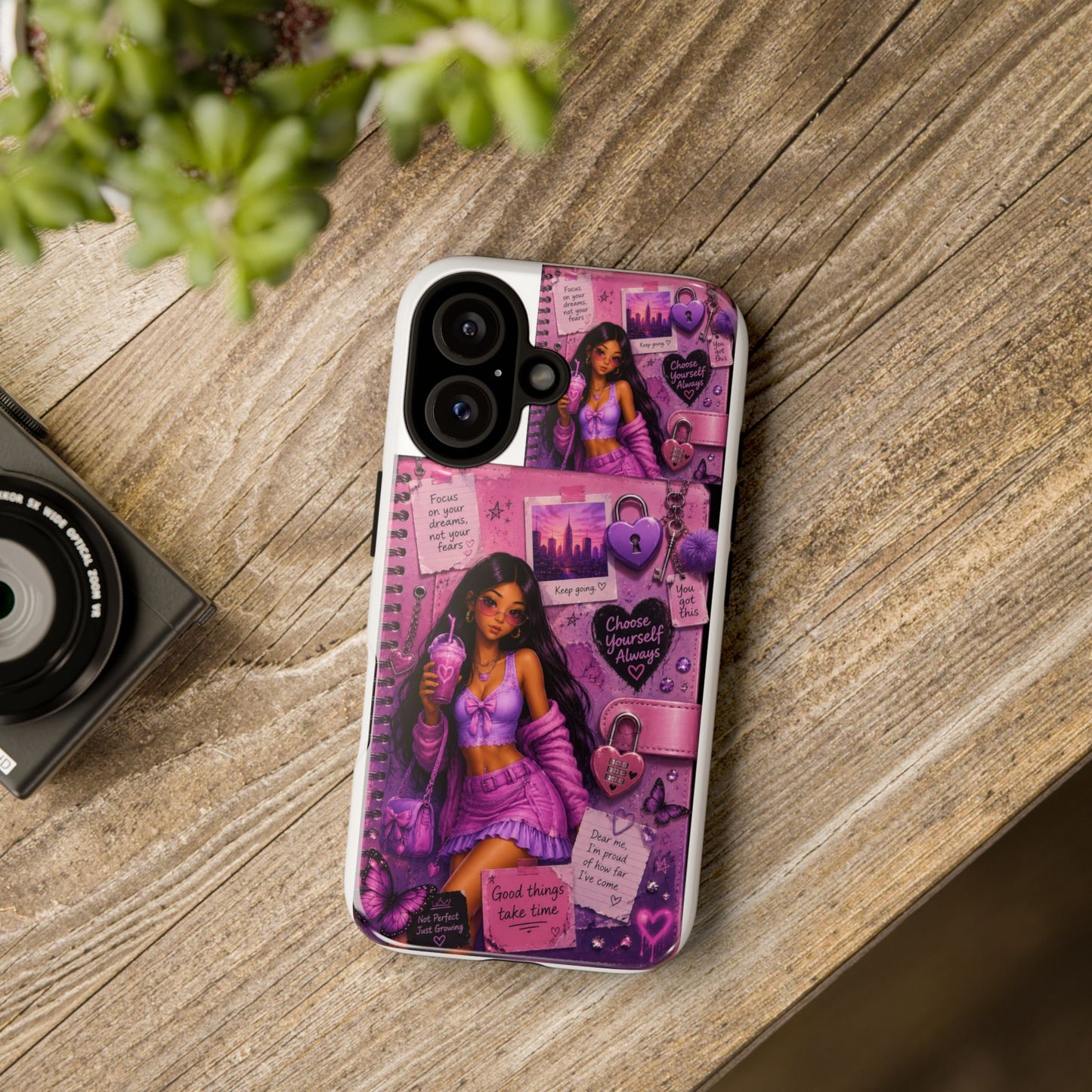 Purple Aesthetic Phone Case — Girl Collage 'Choose Yourself' Design