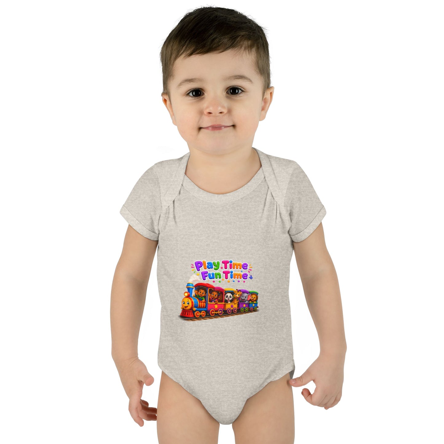 Play Time Fun Time Train Baby Bodysuit — Colorful Infant Onesie