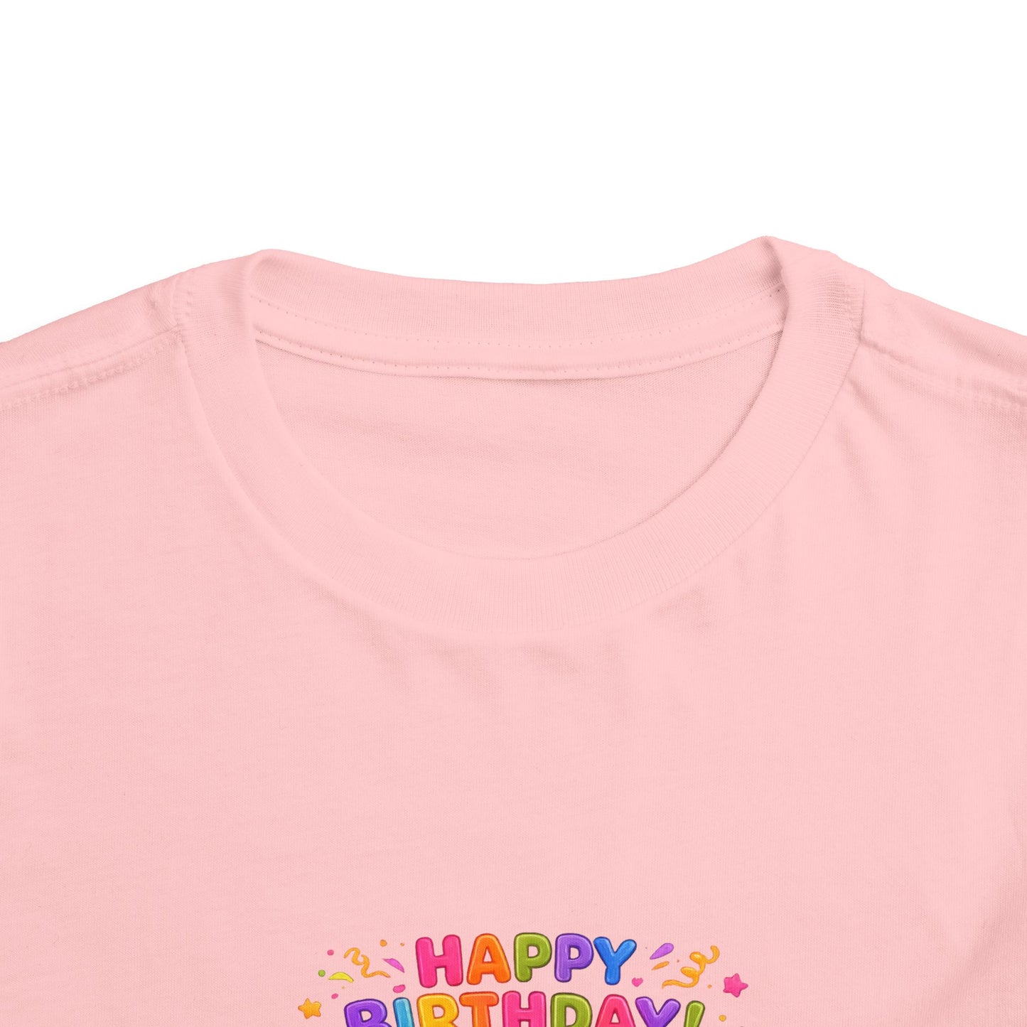 Happy 1st Birthday Toddler Tee — Cute Girl, Balloons & Cake