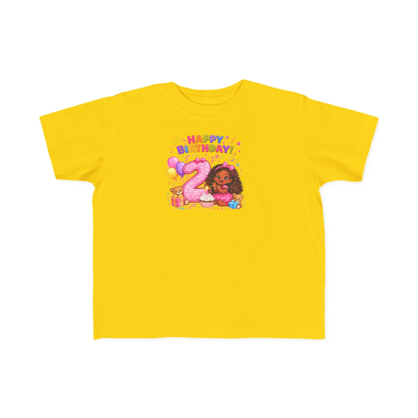 Toddler Birthday Tee — "Happy Birthday 2" Girl Balloon Party Shirt