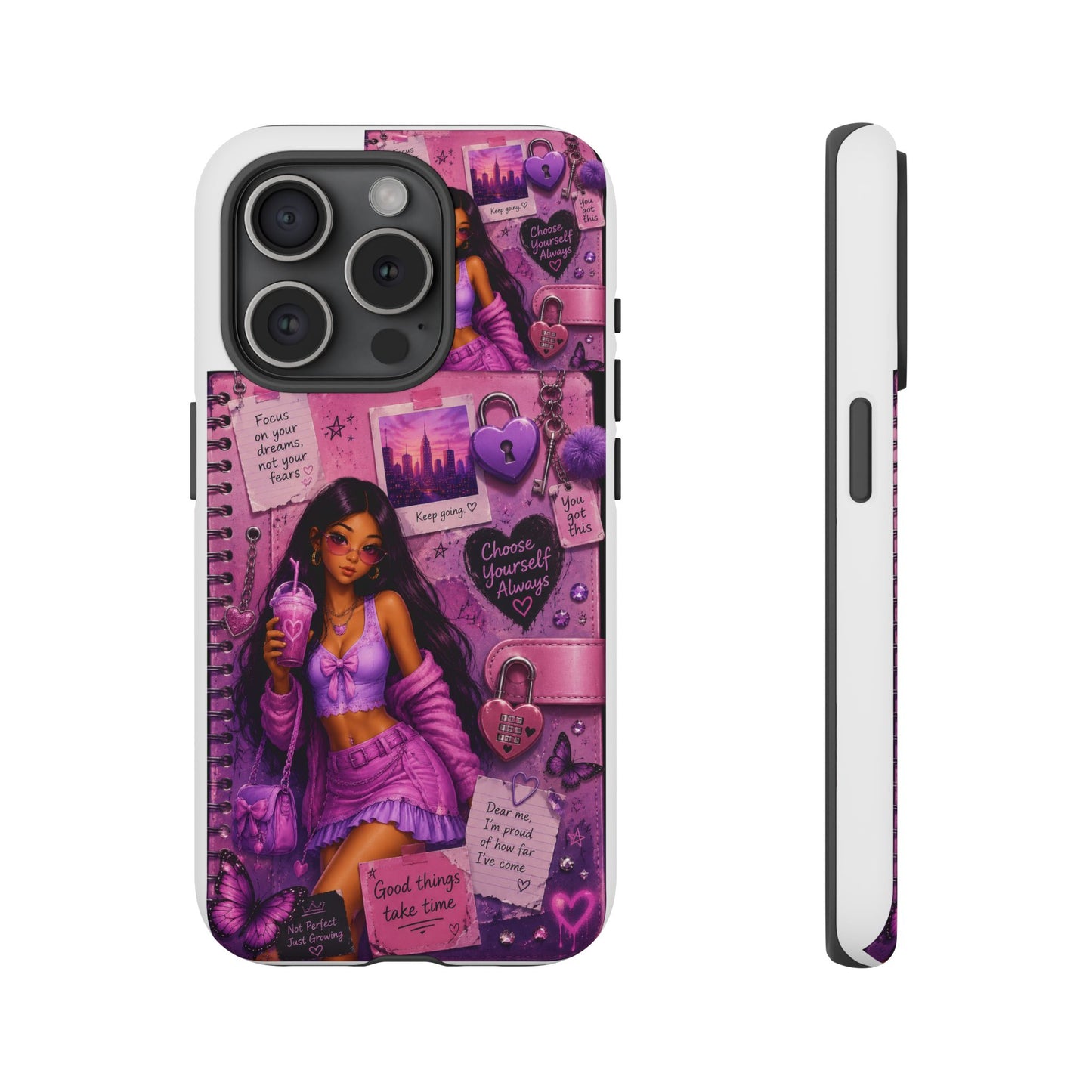 Purple Aesthetic Phone Case — Girl Collage 'Choose Yourself' Design