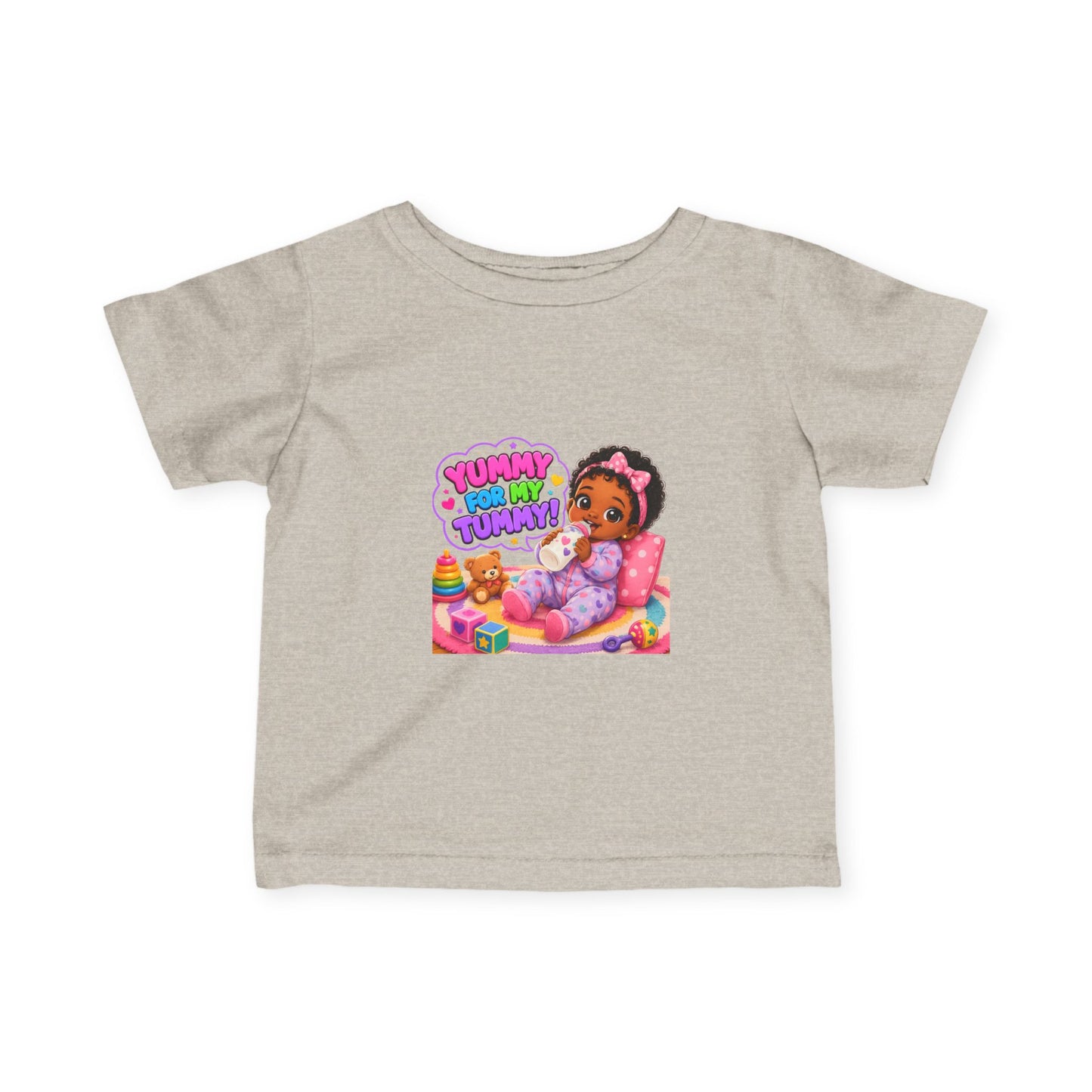 Infant Tee — "Yummy for My Tummy" Baby Girl Graphic Shirt