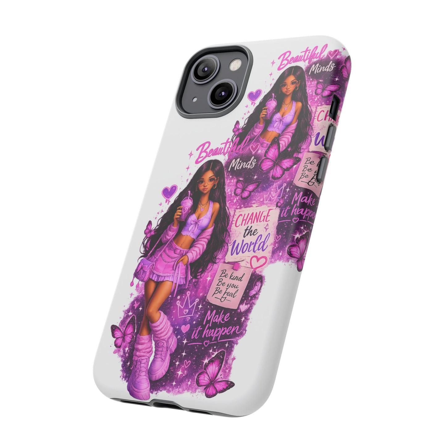 Empowered Girl Phone Case — Pink Butterfly ‘Change the World’ Design