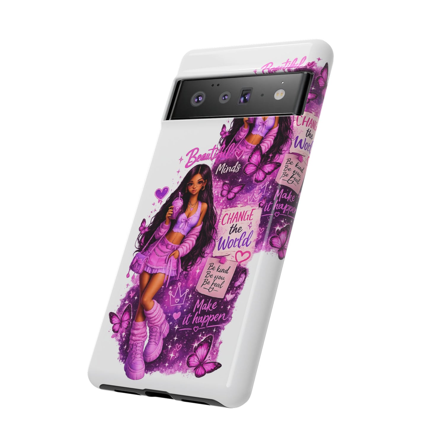 Empowered Girl Phone Case — Pink Butterfly ‘Change the World’ Design