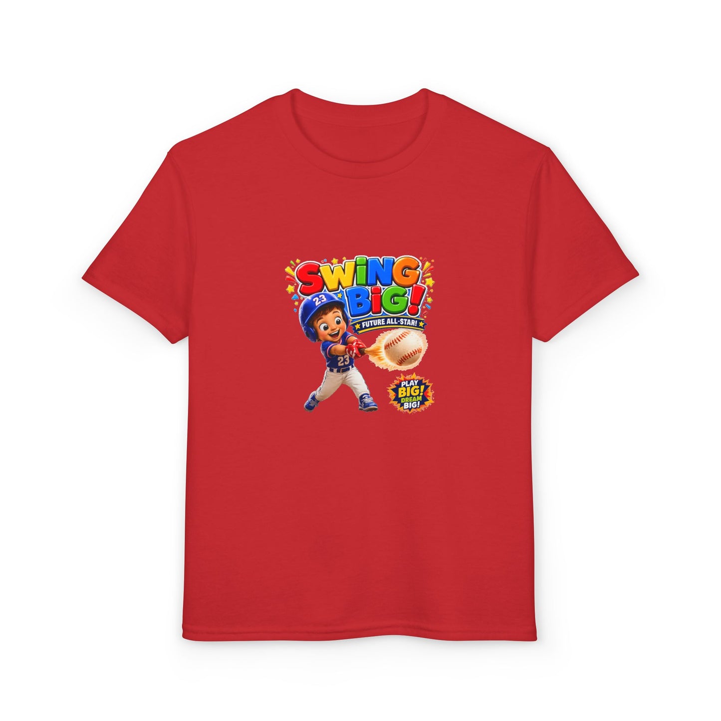 Youth T-Shirt - "SWING BIG!" Baseball Design | Kids Sports Tee