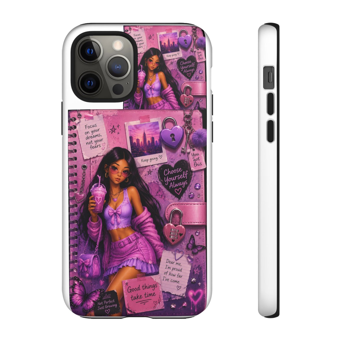 Purple Aesthetic Phone Case — Girl Collage 'Choose Yourself' Design