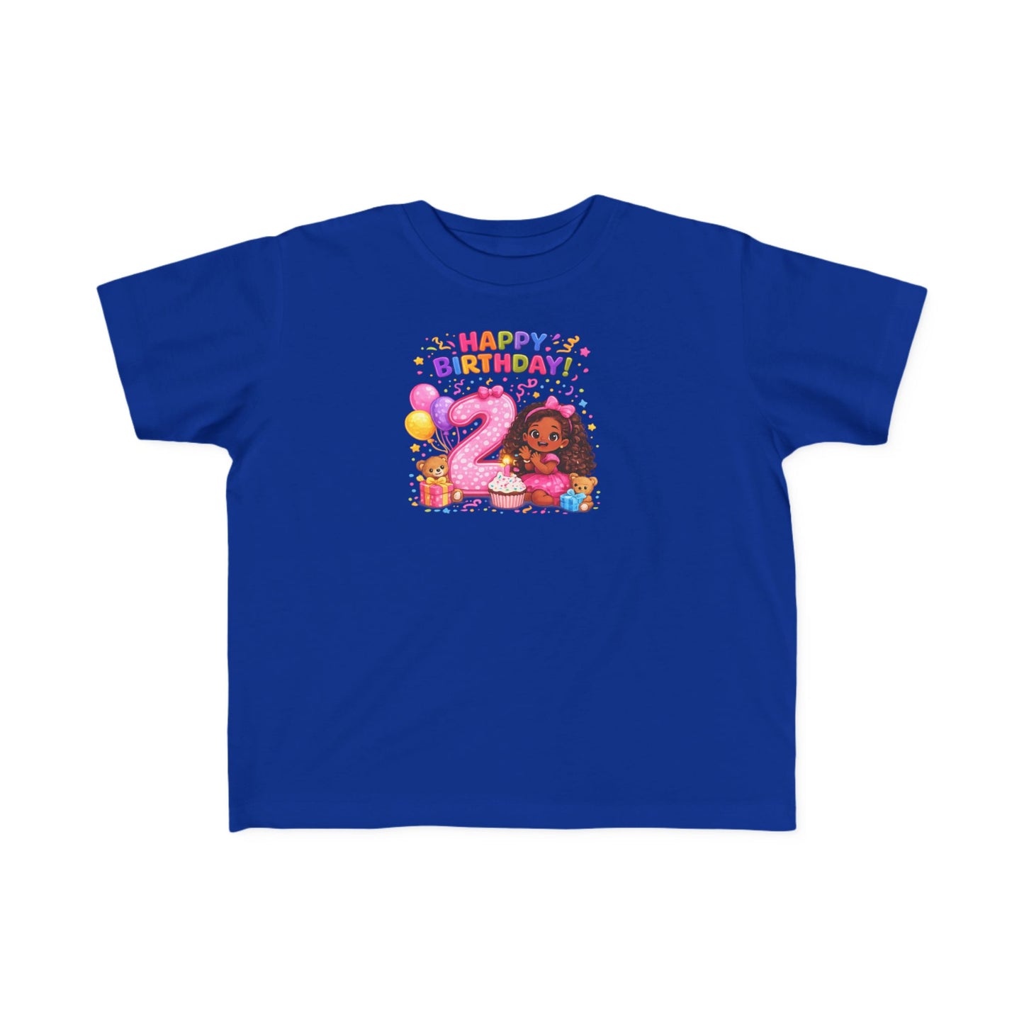 Toddler Birthday Tee — "Happy Birthday 2" Girl Balloon Party Shirt