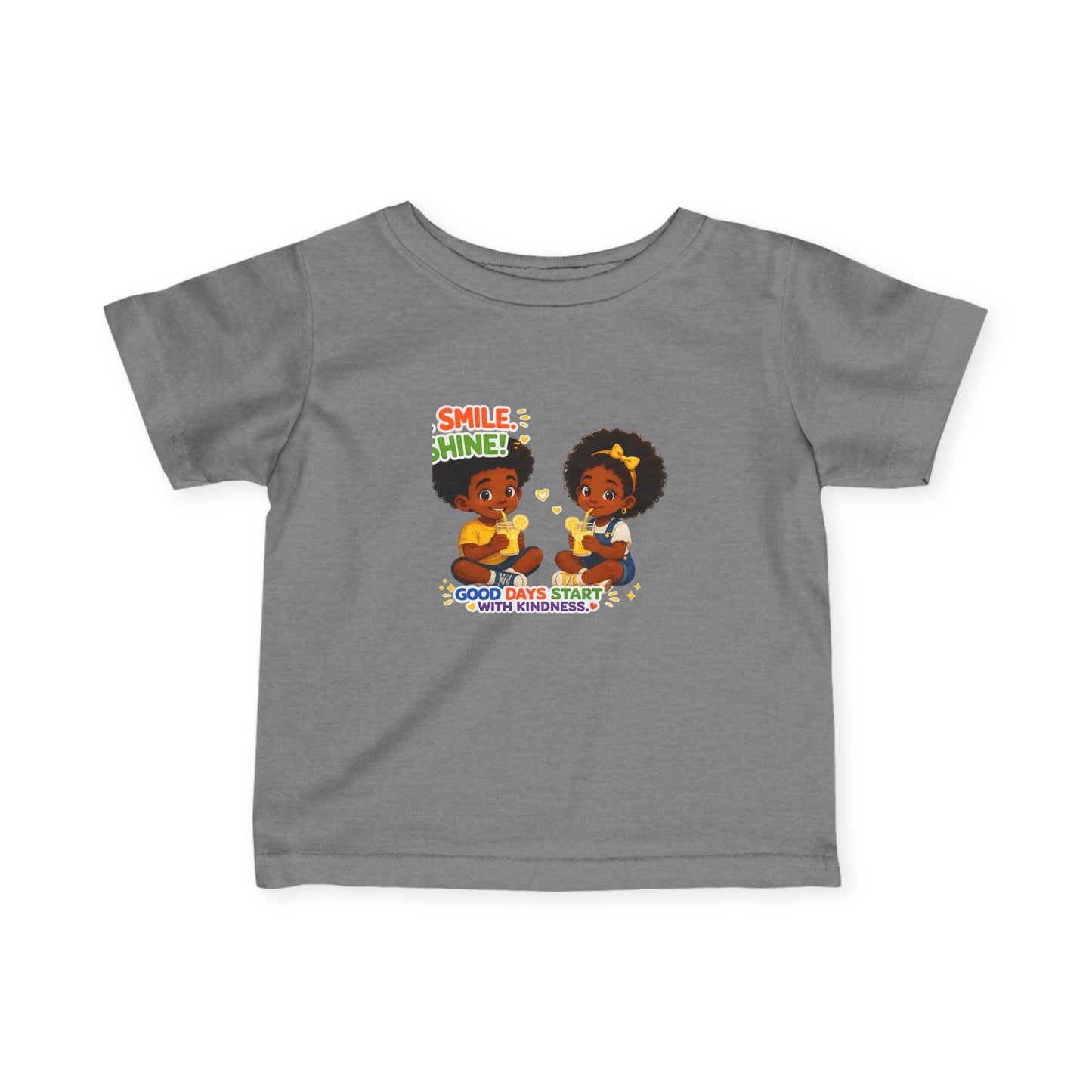 Infant Tee — "Smile, Shine! Good Days Start With Breakfast" Cute African American Kids Graphic