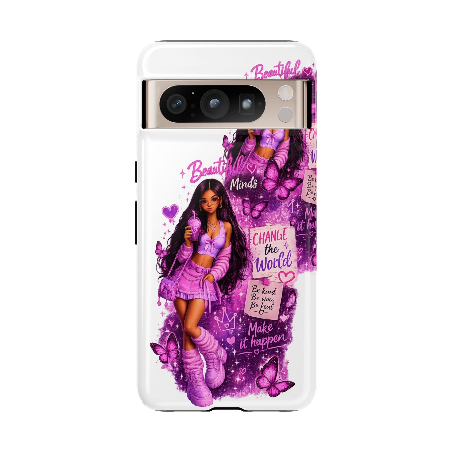 Empowered Girl Phone Case — Pink Butterfly ‘Change the World’ Design