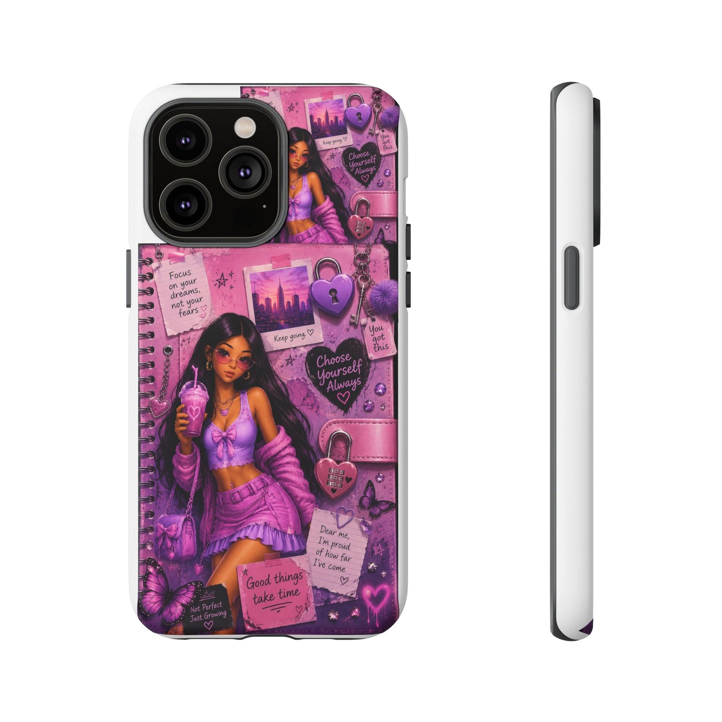 Purple Aesthetic Phone Case — Girl Collage 'Choose Yourself' Design