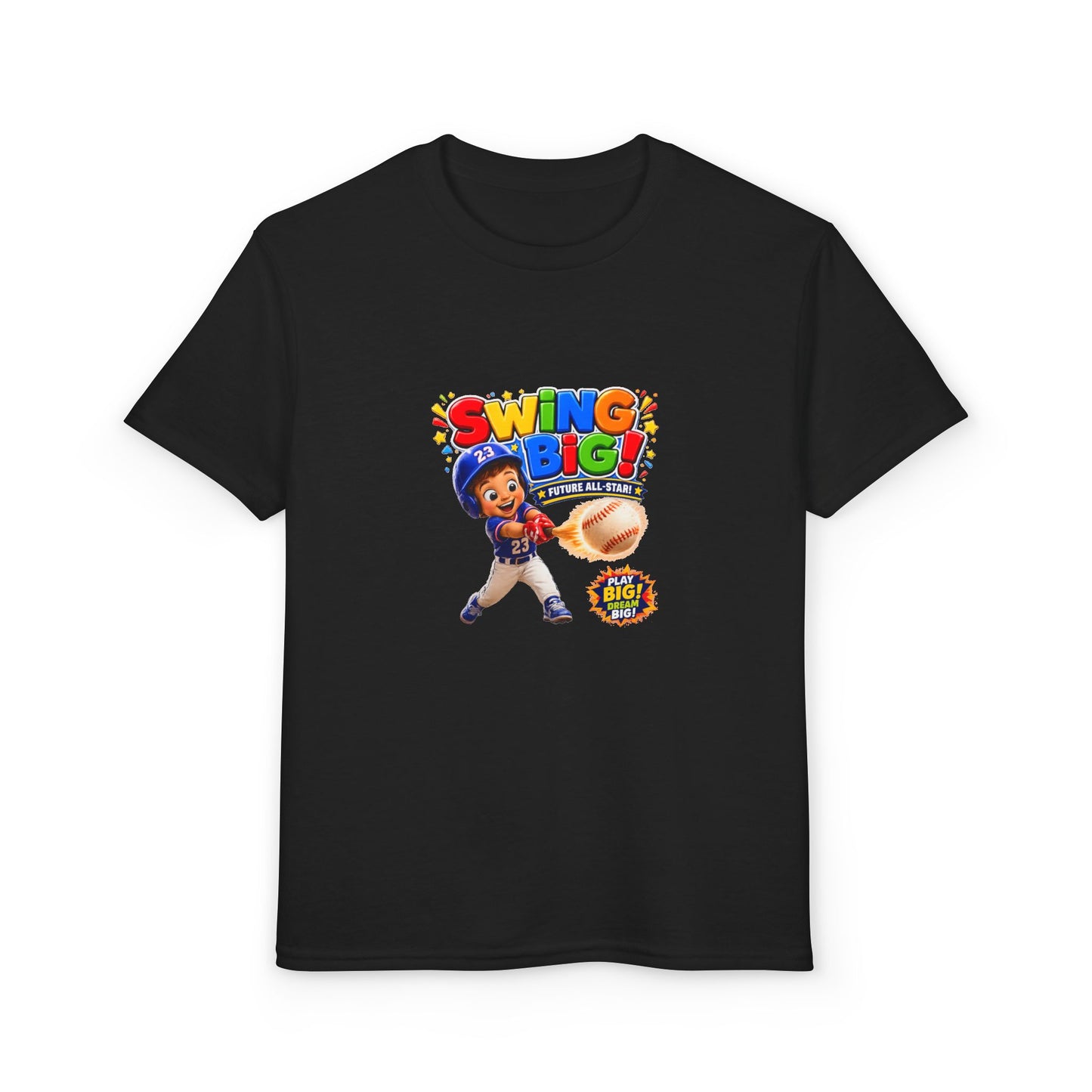 Youth T-Shirt - "SWING BIG!" Baseball Design | Kids Sports Tee