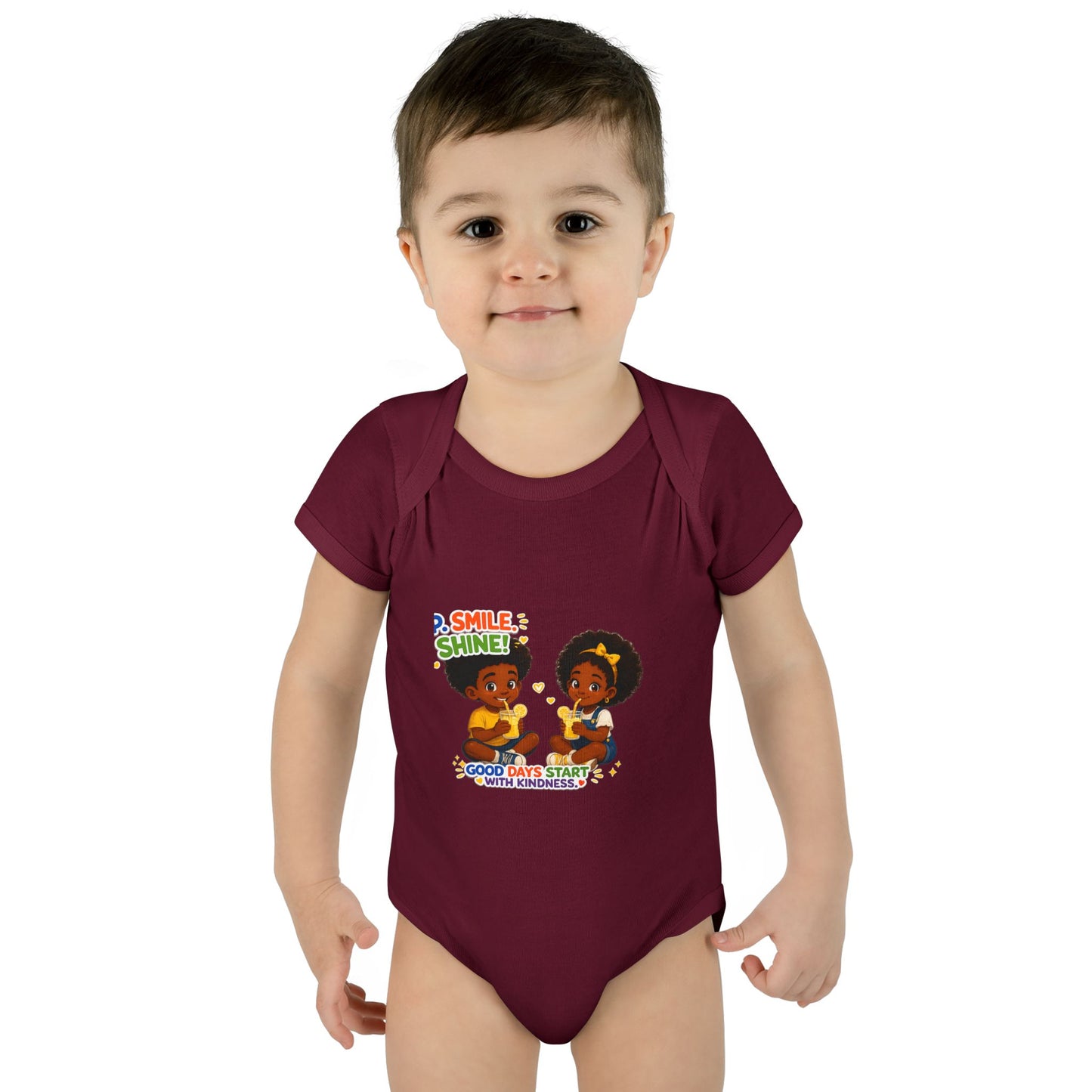 Infant Bodysuit — 'Smile Shine' Cute Baby Onesie with Positive Message