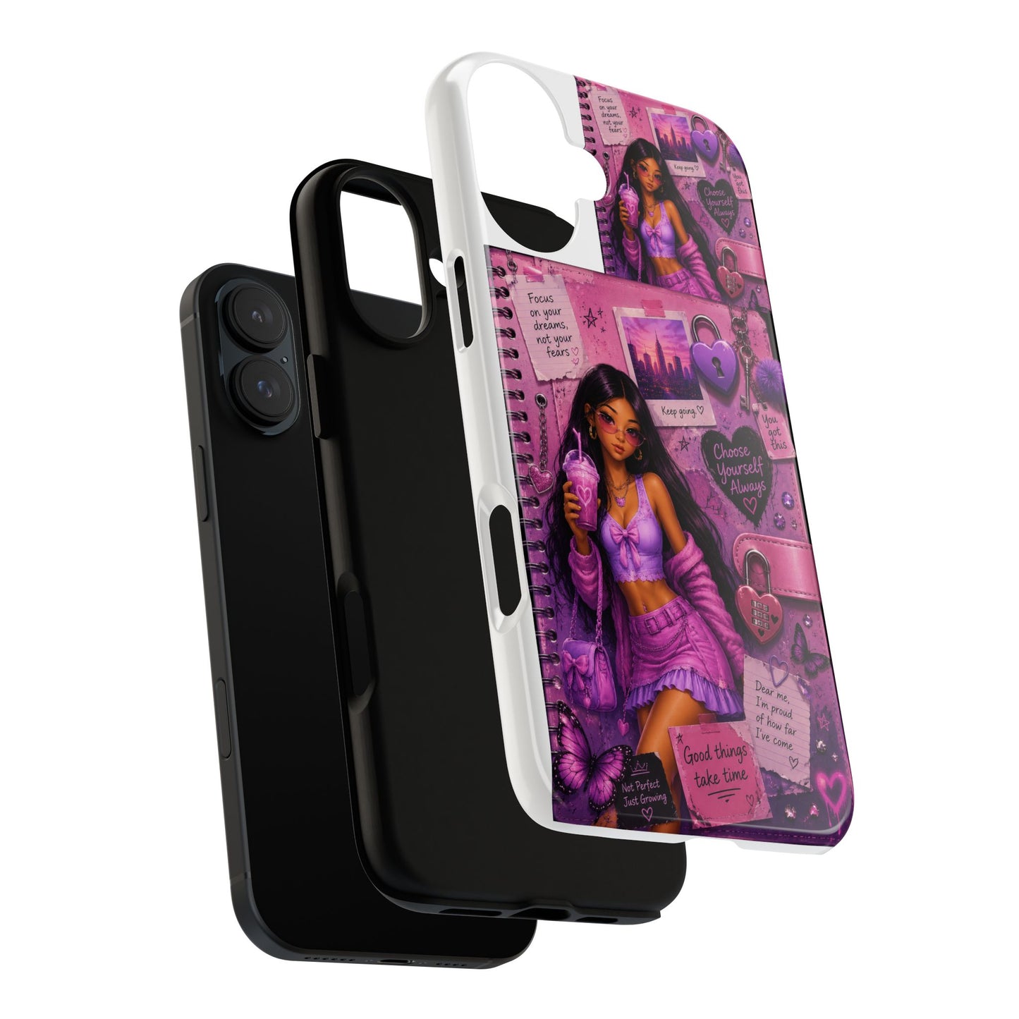 Purple Aesthetic Phone Case — Girl Collage 'Choose Yourself' Design