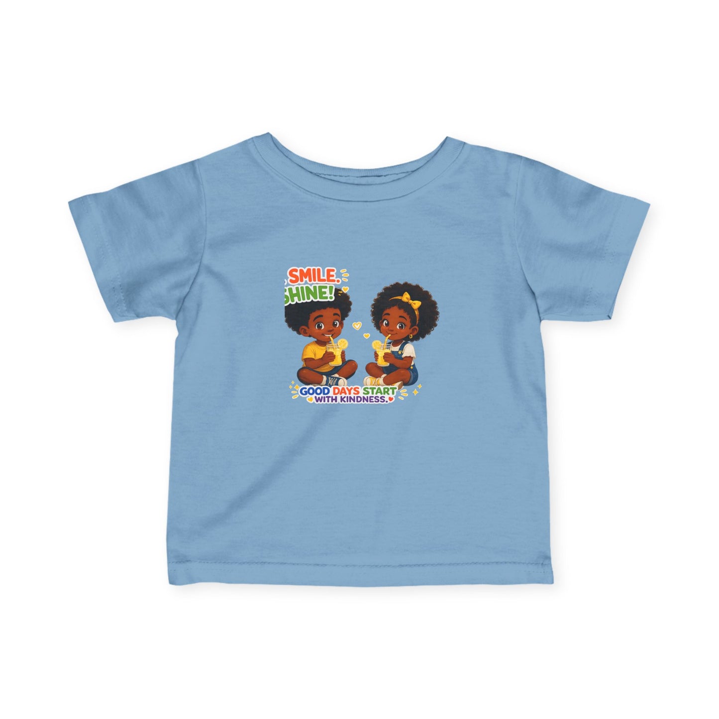 Infant Tee — "Smile, Shine! Good Days Start With Breakfast" Cute African American Kids Graphic