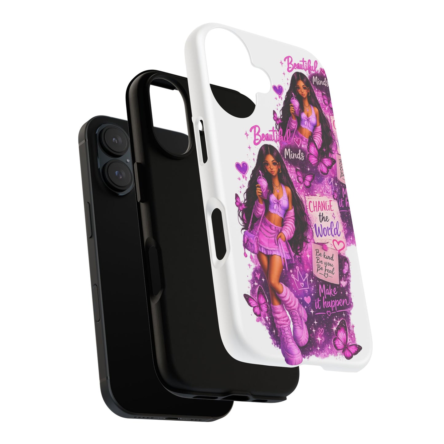 Empowered Girl Phone Case — Pink Butterfly ‘Change the World’ Design