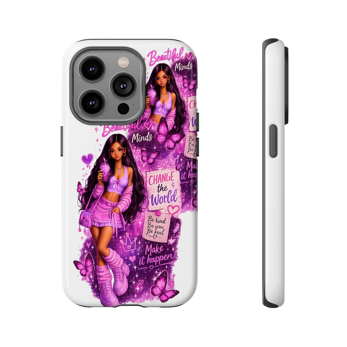 Empowered Girl Phone Case — Pink Butterfly ‘Change the World’ Design
