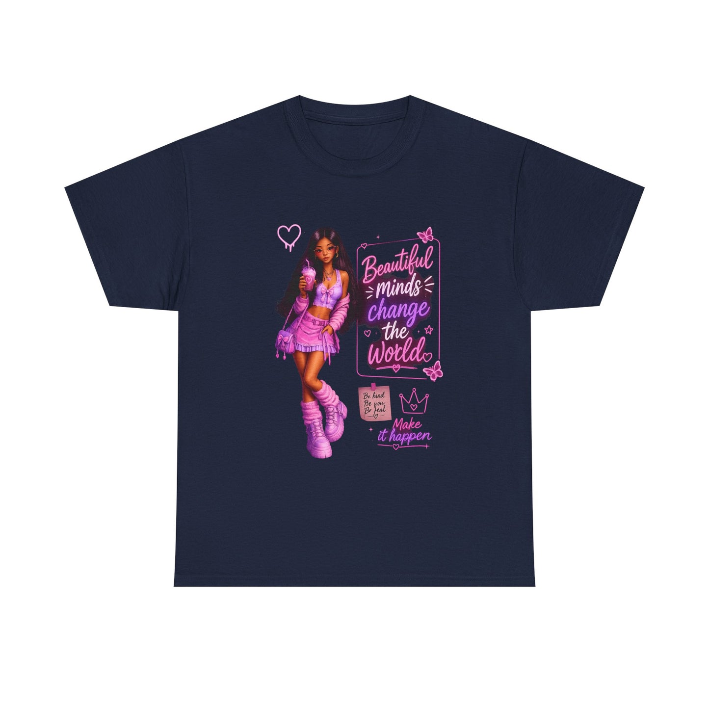 Beautiful Minds Change the World Tee - Pink Barbiecore Graphic Shirt