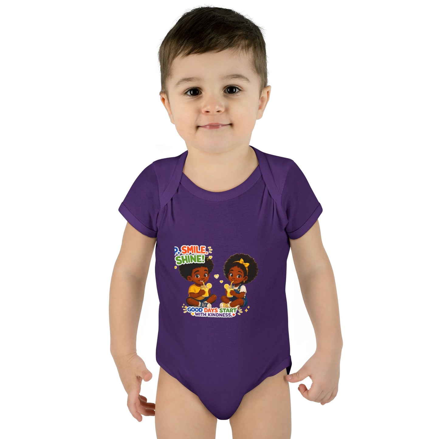 Infant Bodysuit — 'Smile Shine' Cute Baby Onesie with Positive Message