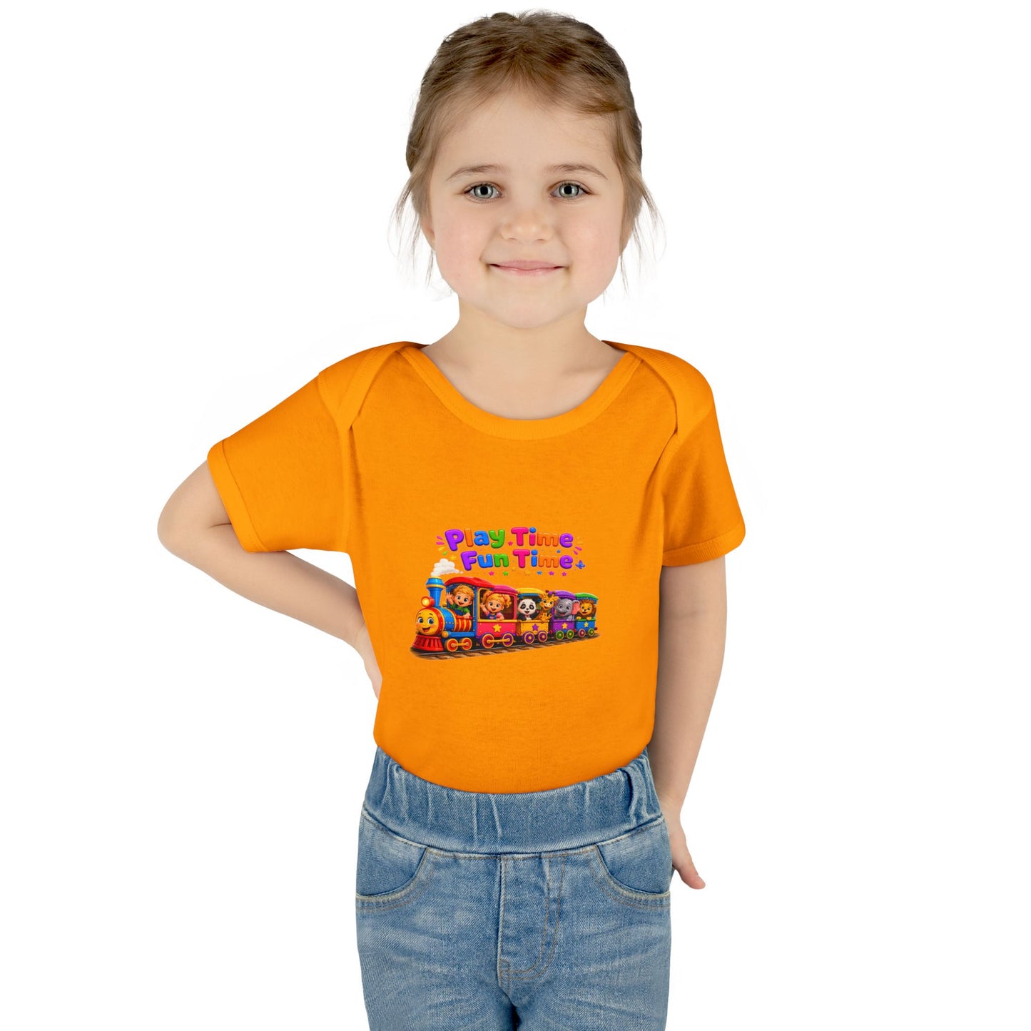 Play Time Fun Time Baby Bodysuit — Colorful Train Infant Onesie