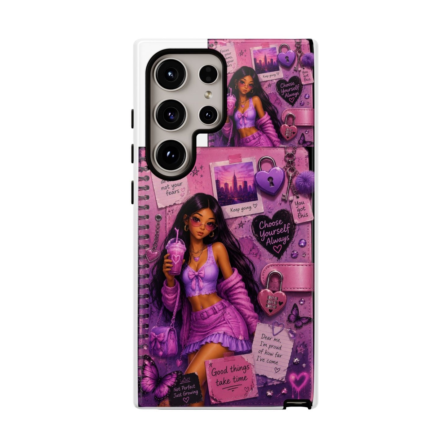 Purple Aesthetic Phone Case — Girl Collage 'Choose Yourself' Design