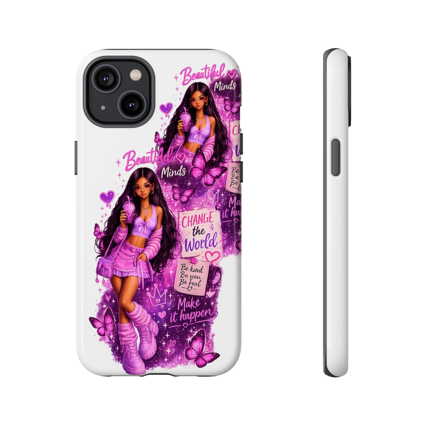 Empowered Girl Phone Case — Pink Butterfly ‘Change the World’ Design