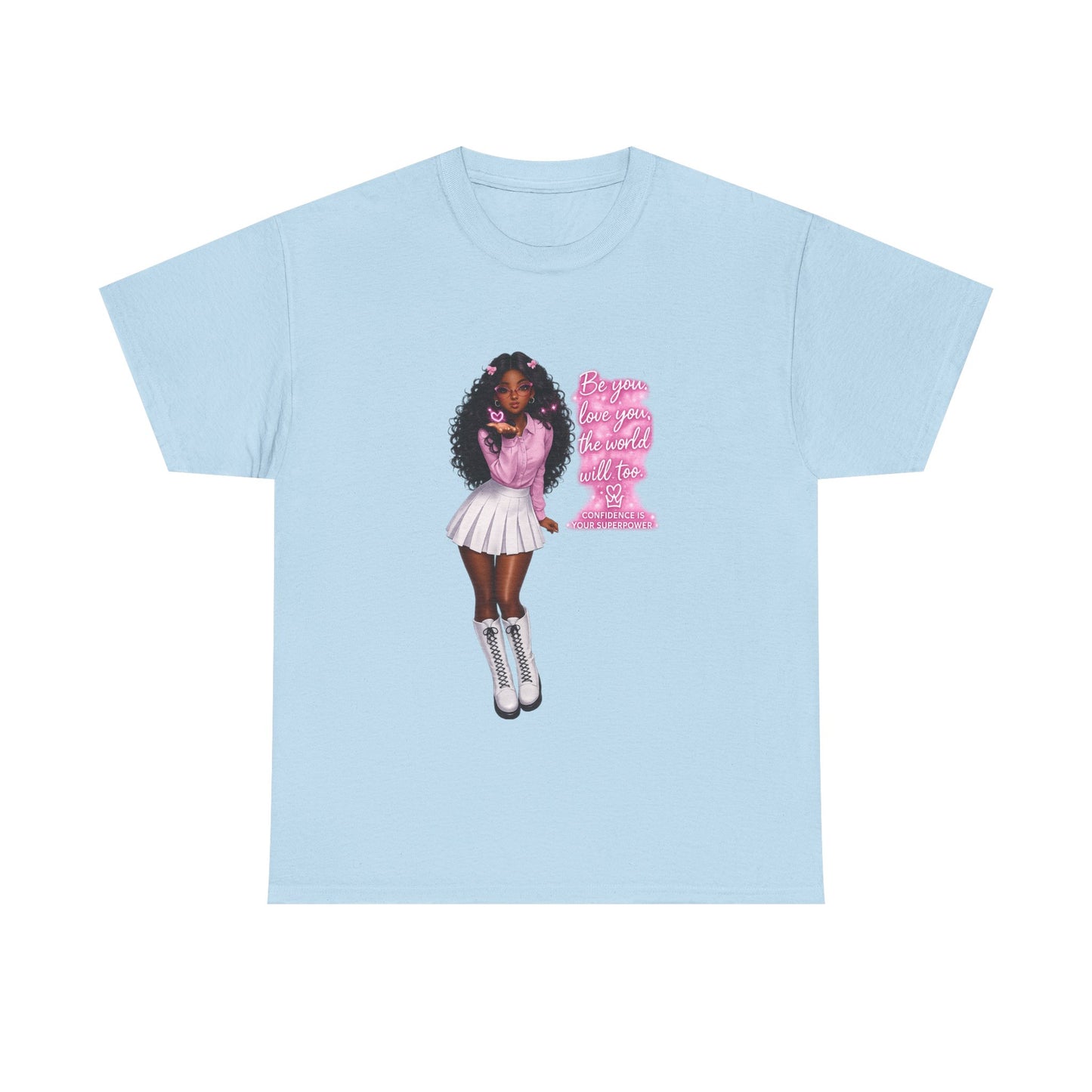 Afro Pink Cheerleader Tee – "Queen" Graphic Cotton T-Shirt