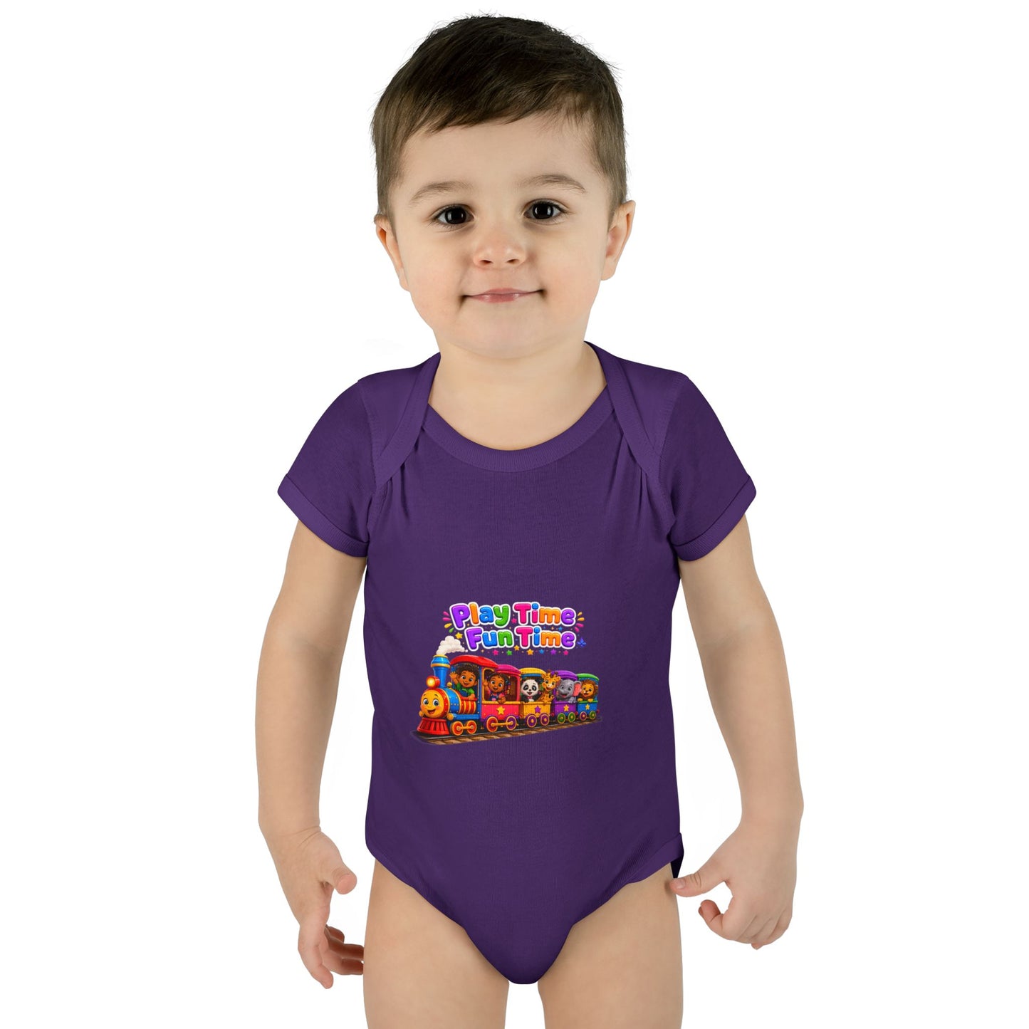 Play Time Fun Time Train Baby Bodysuit — Colorful Infant Onesie