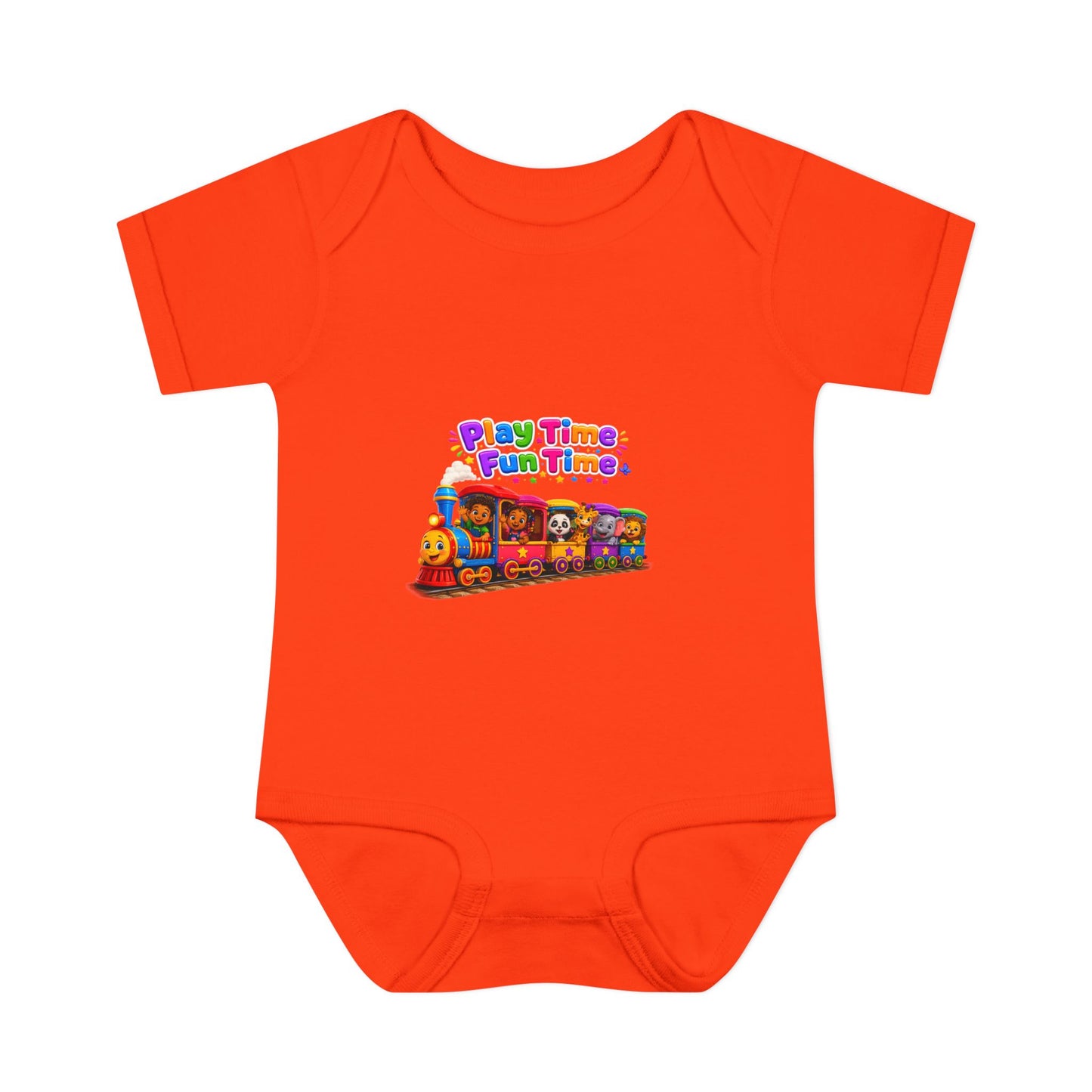 Play Time Fun Time Train Baby Bodysuit — Colorful Infant Onesie