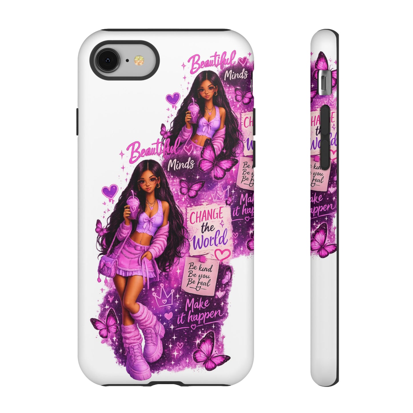 Empowered Girl Phone Case — Pink Butterfly ‘Change the World’ Design