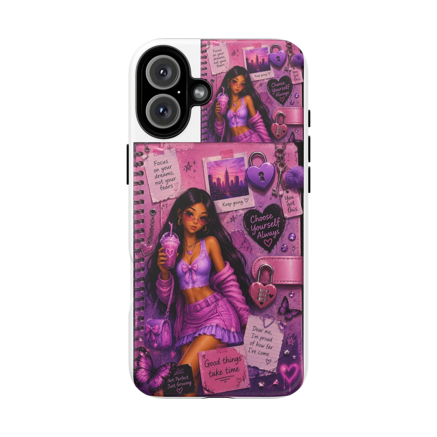 Purple Aesthetic Phone Case — Girl Collage 'Choose Yourself' Design