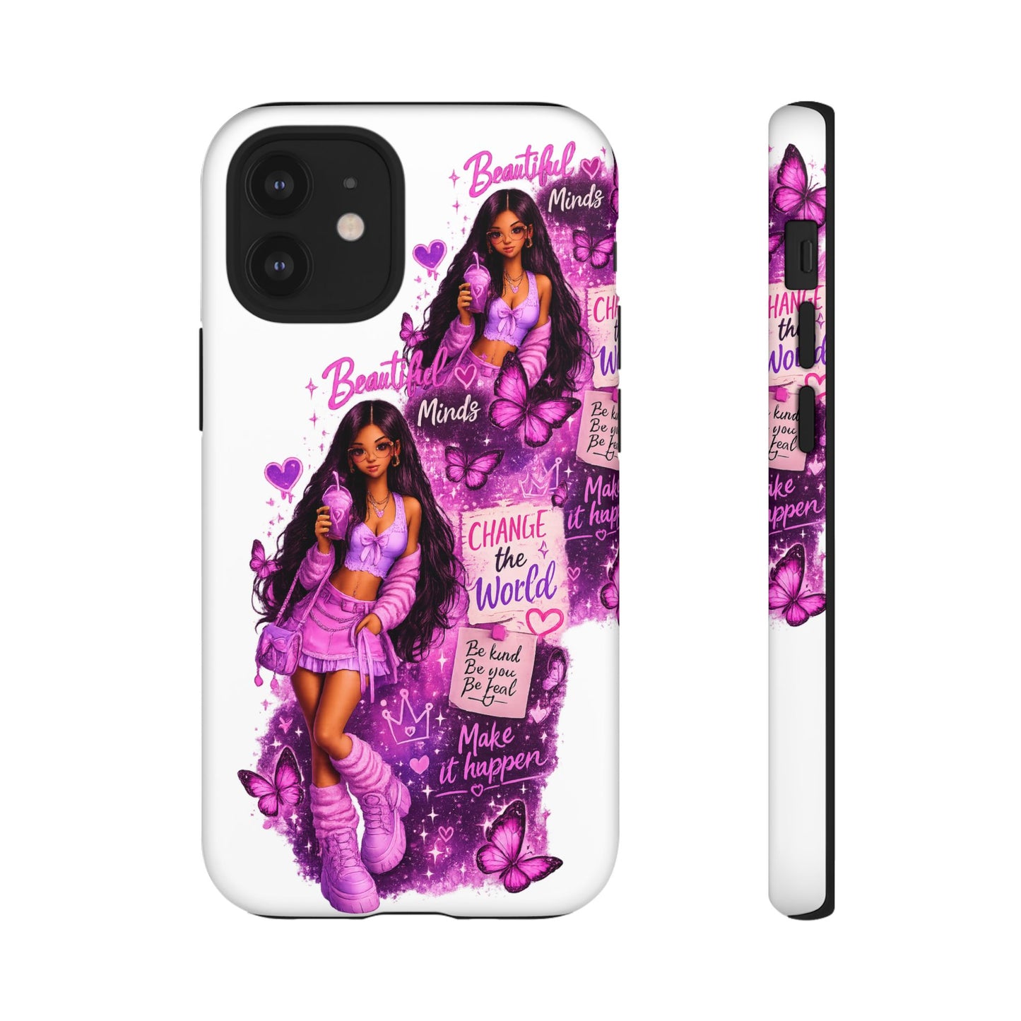 Empowered Girl Phone Case — Pink Butterfly ‘Change the World’ Design