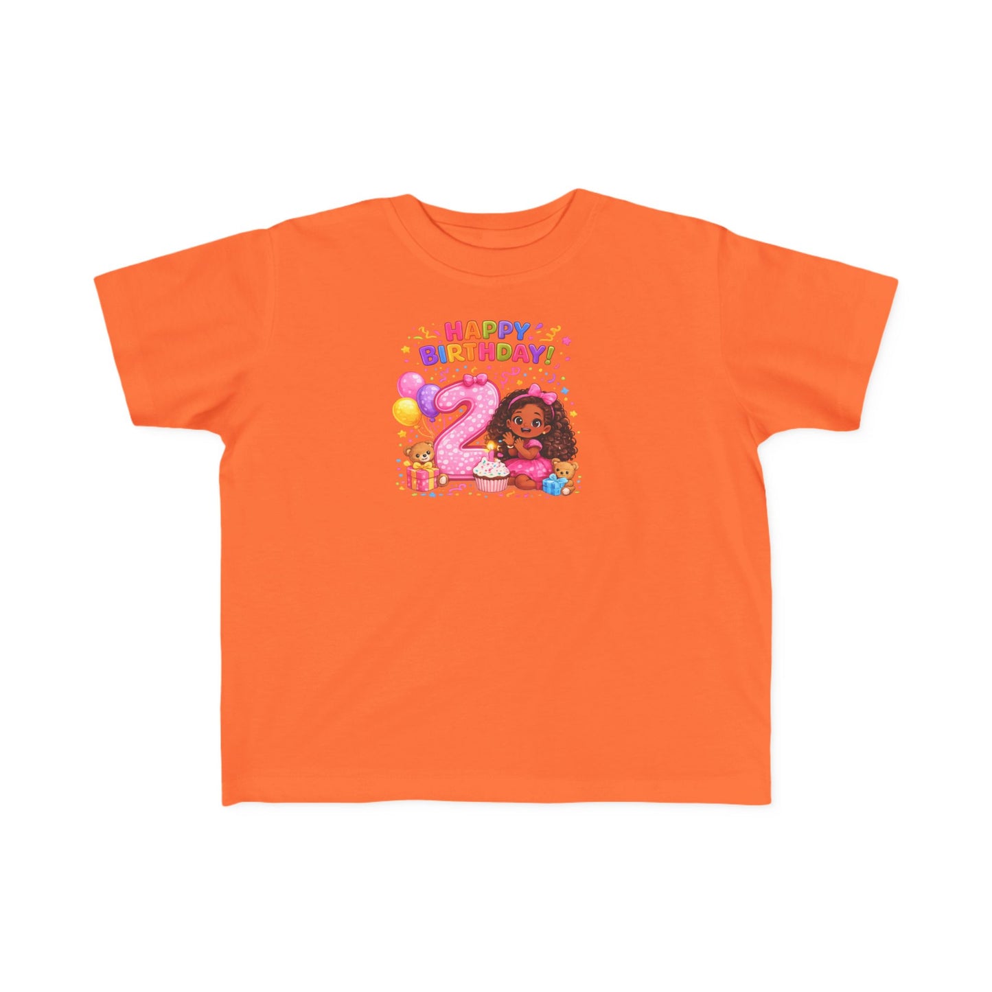Toddler Birthday Tee — "Happy Birthday 2" Girl Balloon Party Shirt