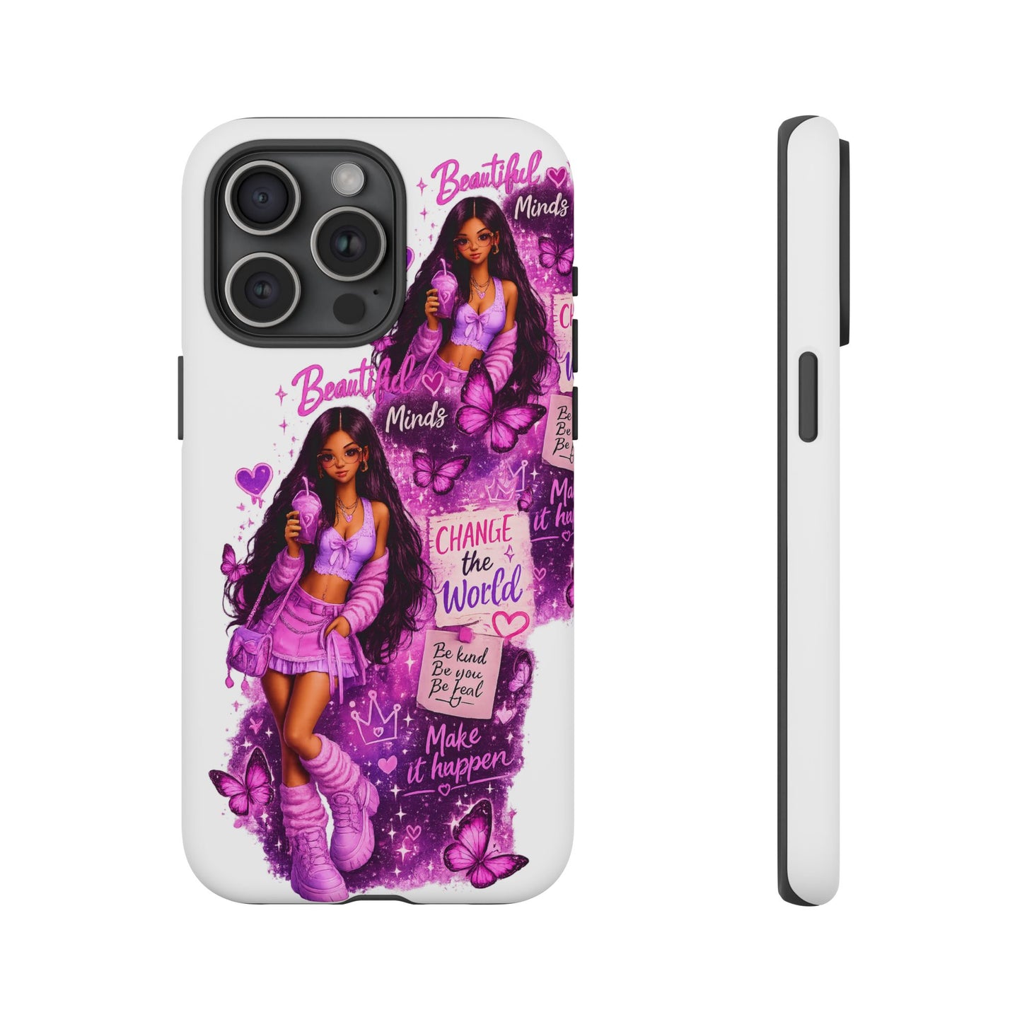 Empowered Girl Phone Case — Pink Butterfly ‘Change the World’ Design