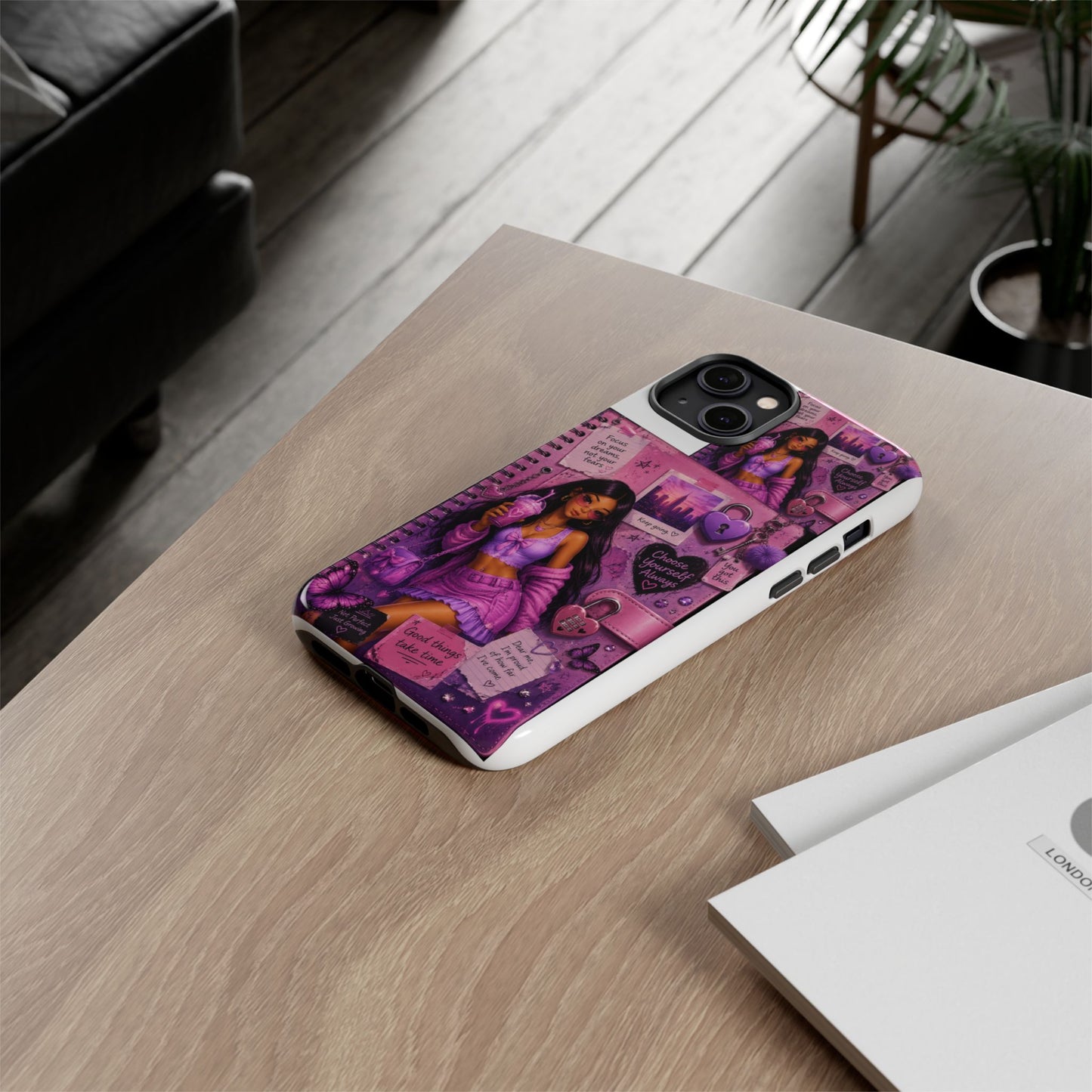 Purple Aesthetic Phone Case — Girl Collage 'Choose Yourself' Design