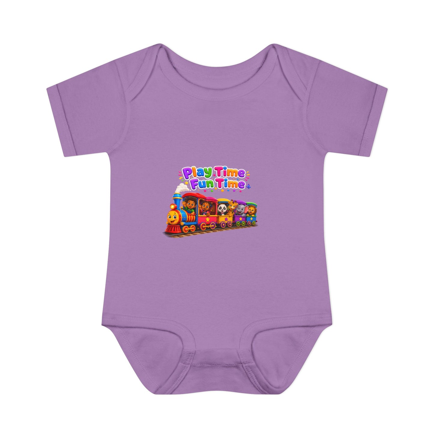 Play Time Fun Time Train Baby Bodysuit — Colorful Infant Onesie
