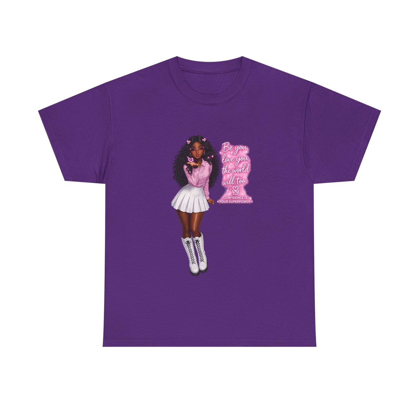 Afro Pink Cheerleader Tee – "Queen" Graphic Cotton T-Shirt