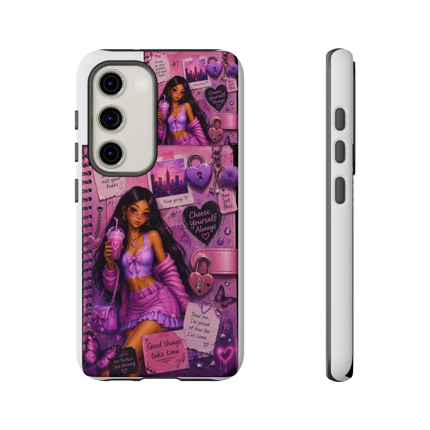 Purple Aesthetic Phone Case — Girl Collage 'Choose Yourself' Design