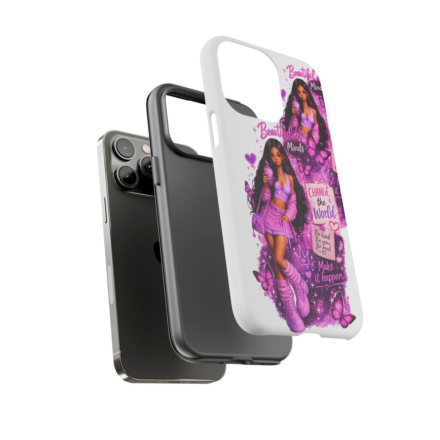 Empowered Girl Phone Case — Pink Butterfly ‘Change the World’ Design