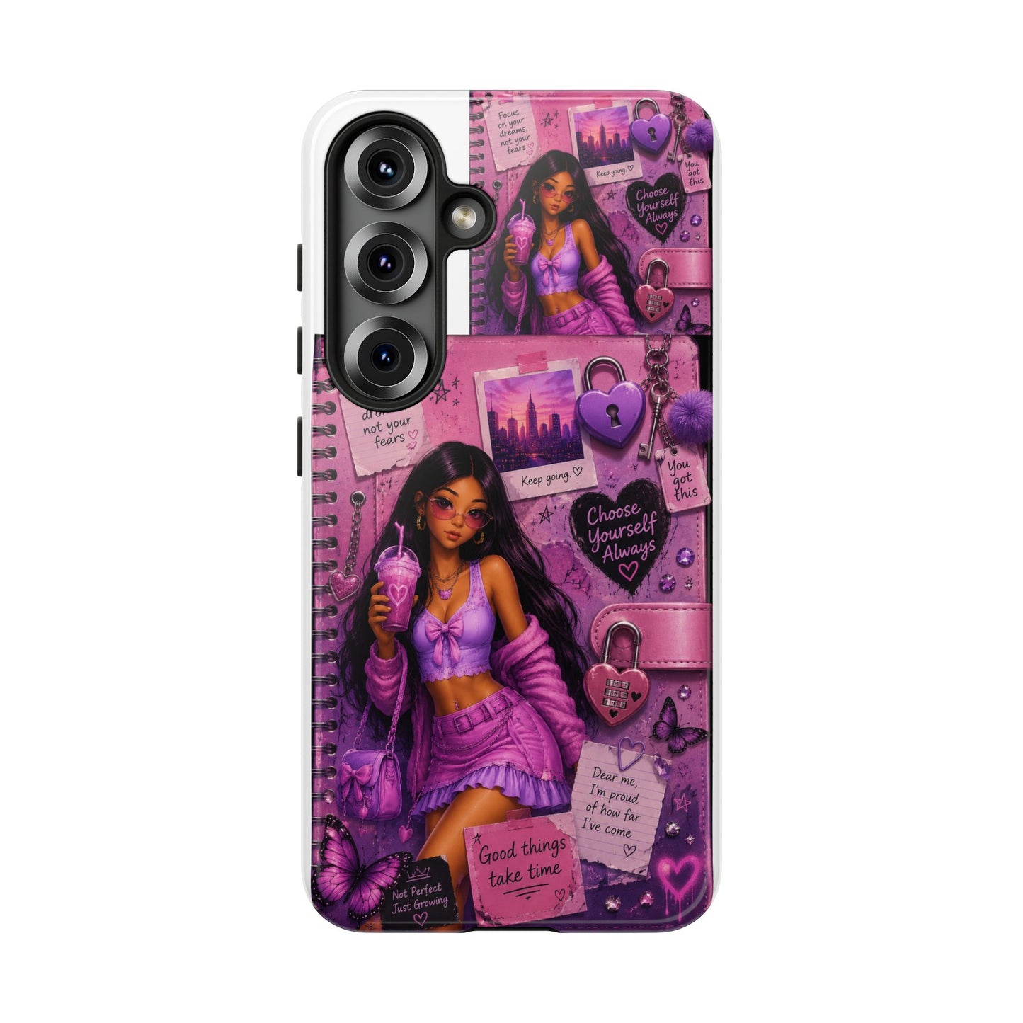 Purple Aesthetic Phone Case — Girl Collage 'Choose Yourself' Design