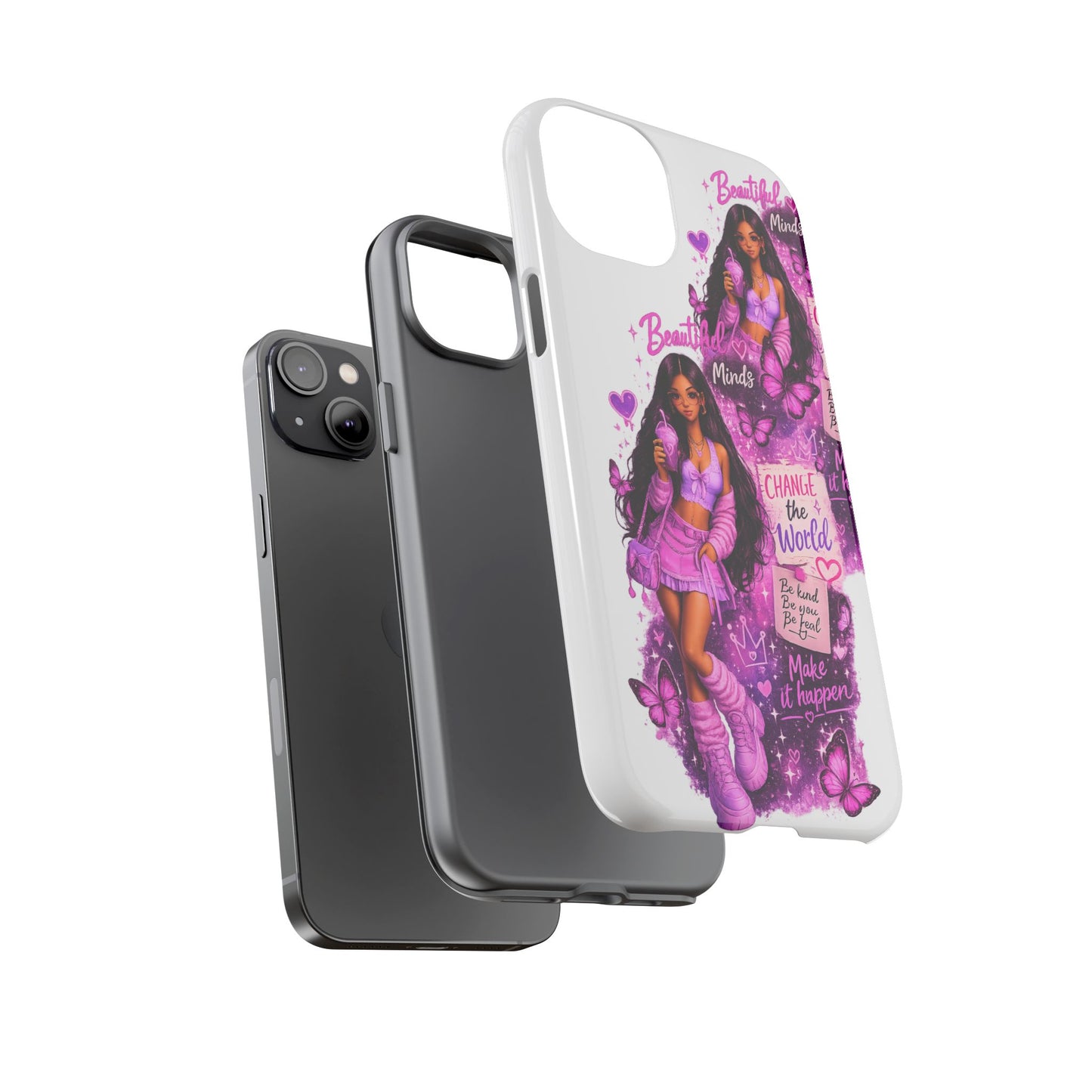 Empowered Girl Phone Case — Pink Butterfly ‘Change the World’ Design