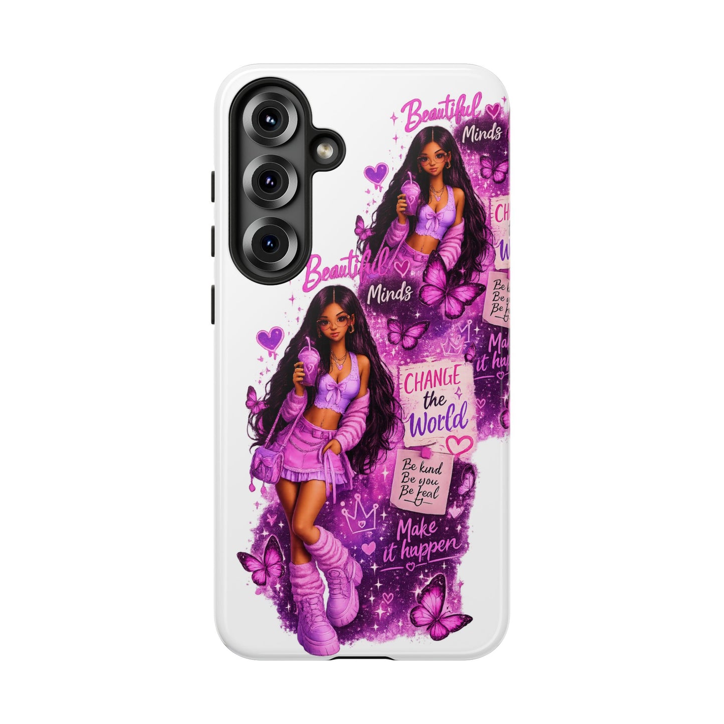 Empowered Girl Phone Case — Pink Butterfly ‘Change the World’ Design