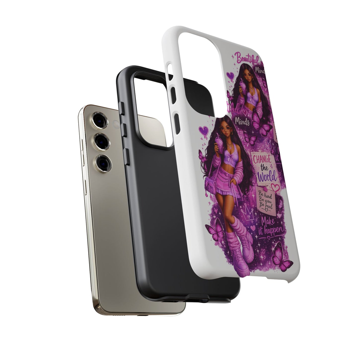 Empowered Girl Phone Case — Pink Butterfly ‘Change the World’ Design
