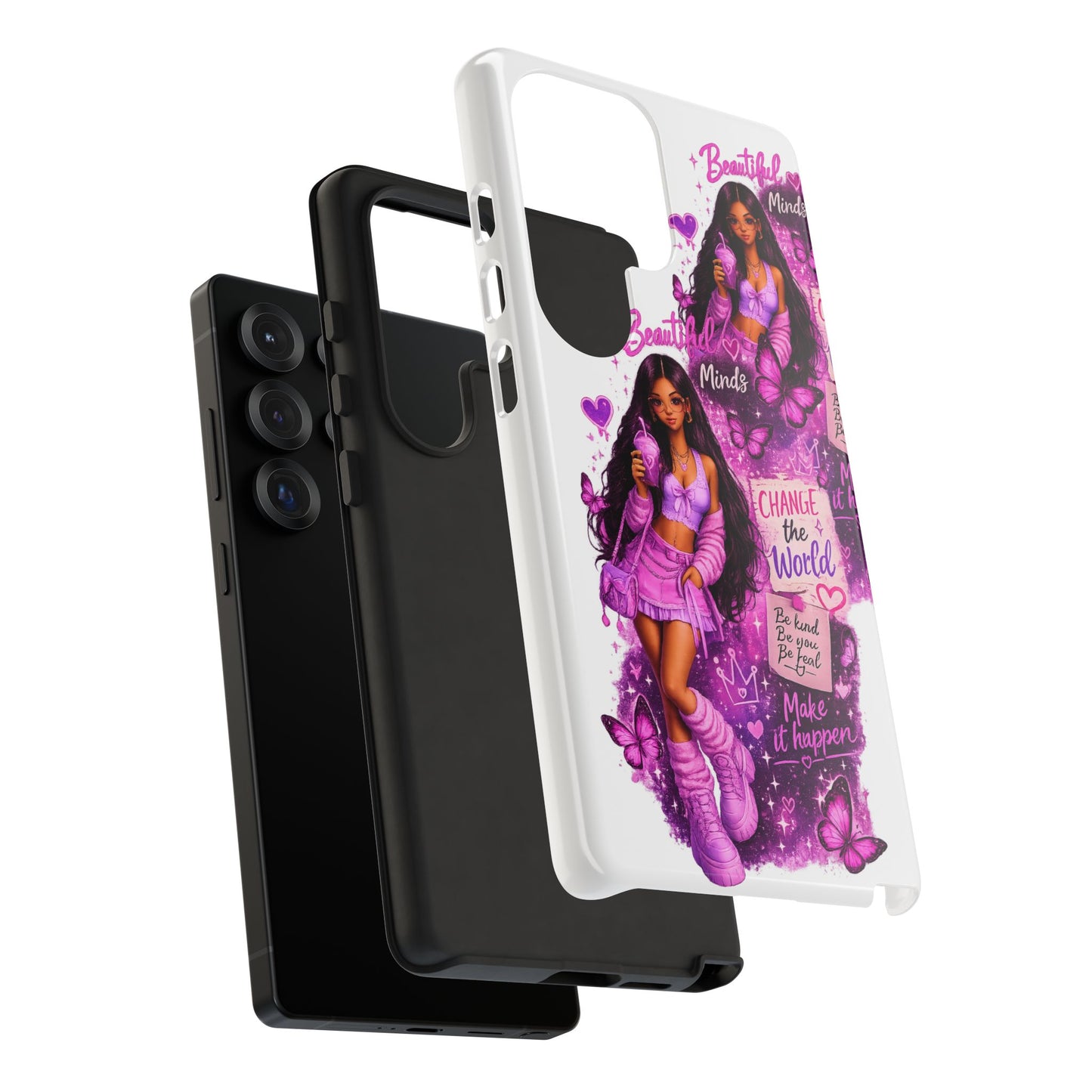 Empowered Girl Phone Case — Pink Butterfly ‘Change the World’ Design
