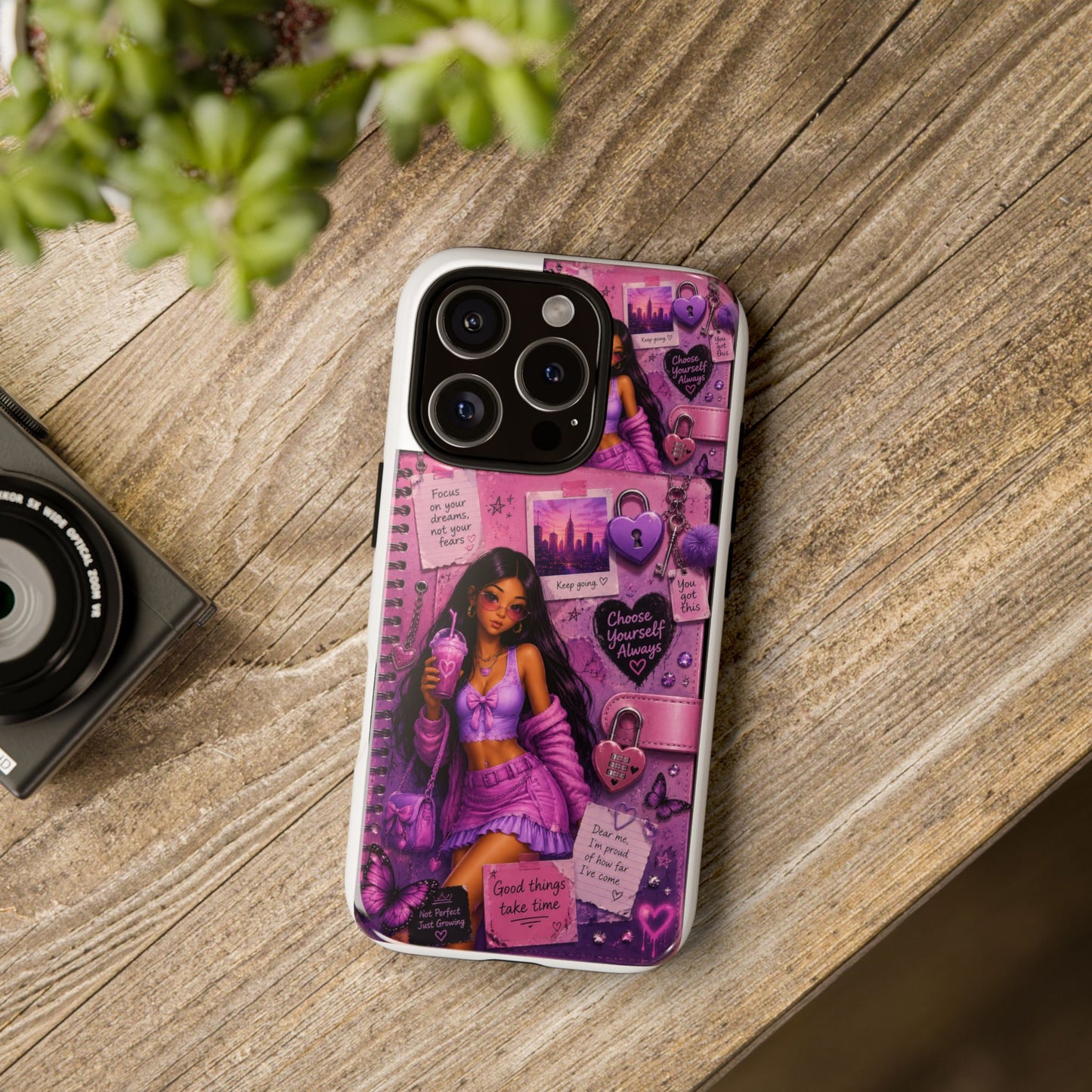 Purple Aesthetic Phone Case — Girl Collage 'Choose Yourself' Design