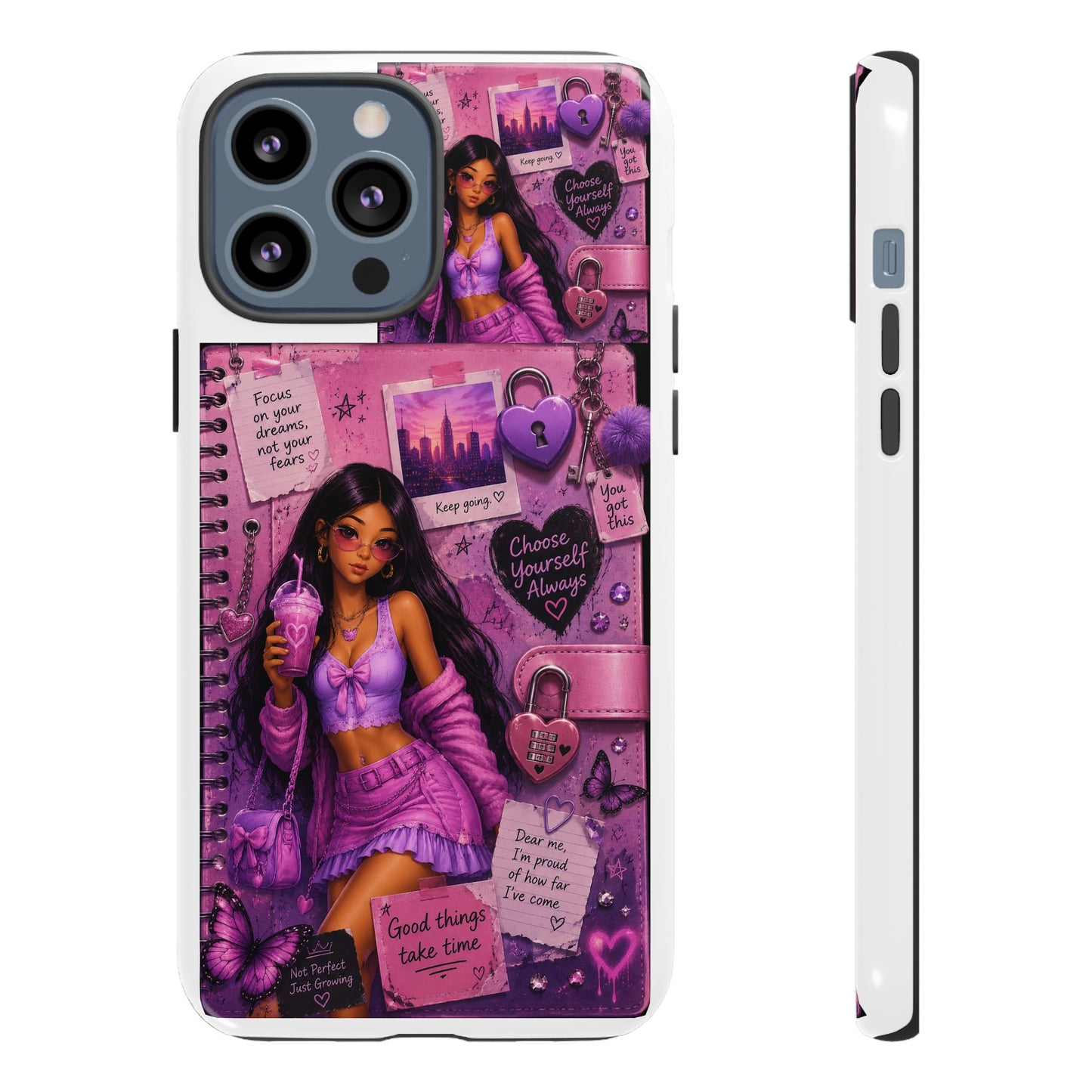 Purple Aesthetic Phone Case — Girl Collage 'Choose Yourself' Design